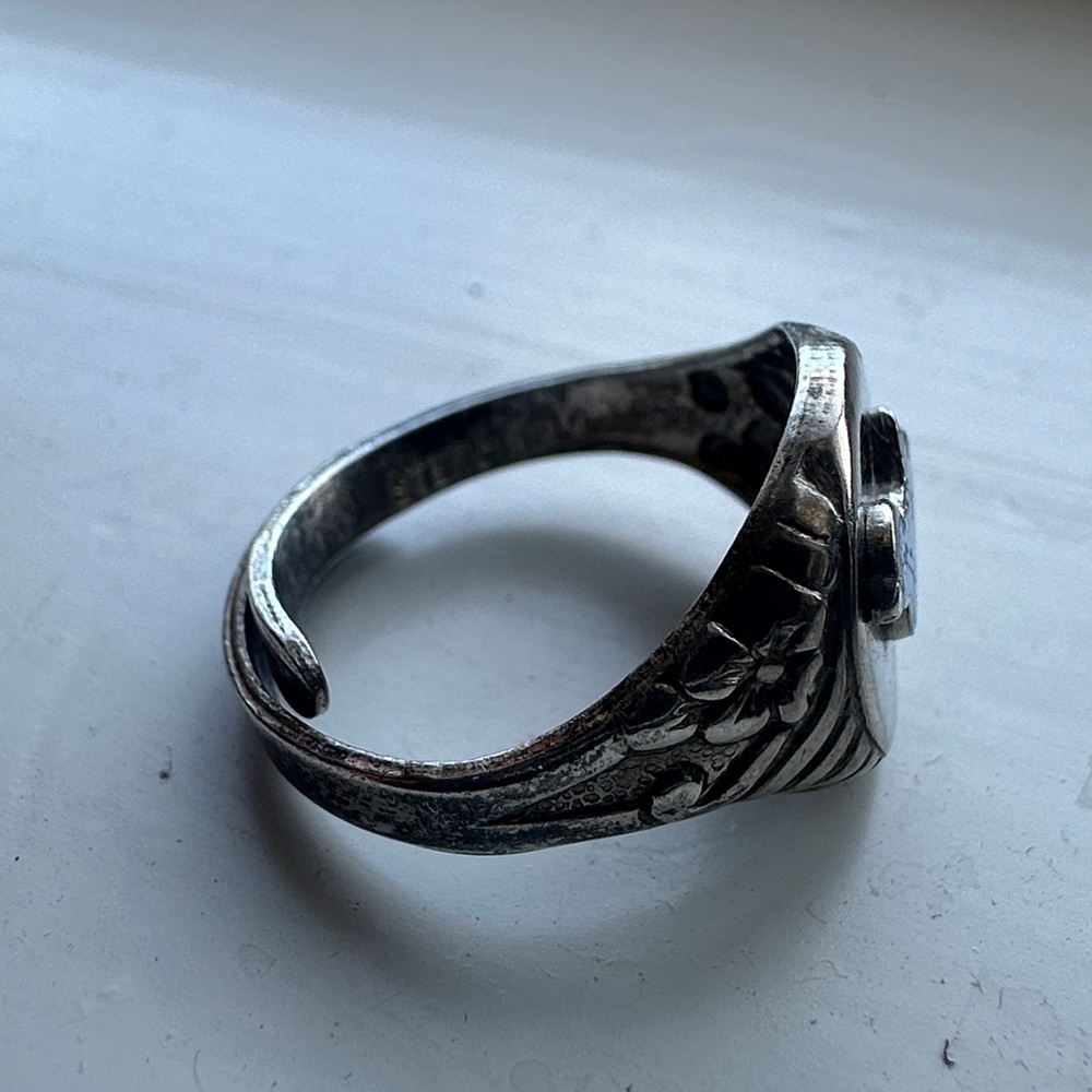 Sterling Silver Blue Enamel Bird Signet Ring Vintage 7g  reminiscent of CampFire - Picture 13 of 13